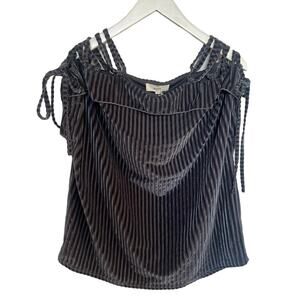 Entro Open Shoulder Velvet Top Small